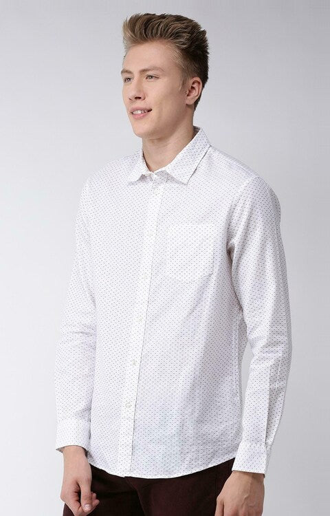 CELIO PRINTED WHITE CASUAL SHIRT