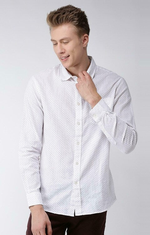 CELIO PRINTED WHITE CASUAL SHIRT