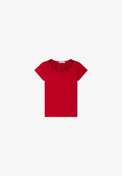 CONBIPEL WITH INLAY DESIGN - BASIC T-SHIRT | RED