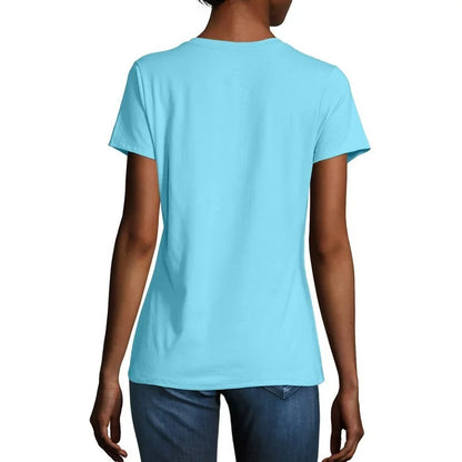 BLUE MOTION PLAIN V-NECK WOMEN'S T-SHIRT | BLUE