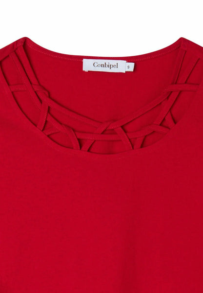 CONBIPEL WITH INLAY DESIGN - BASIC T-SHIRT | RED