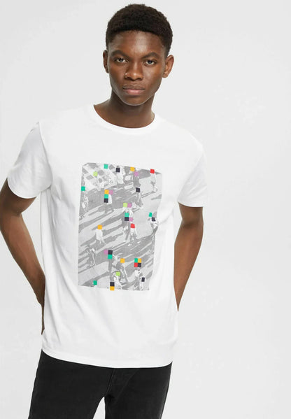 ESPRIT MEN JERSEY T-SHIRT WITH FRONT PRINT | WHITE