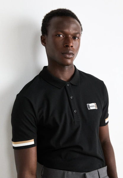 HUGO BOSS PADDY OPEN POLO SHIRT | BLACK