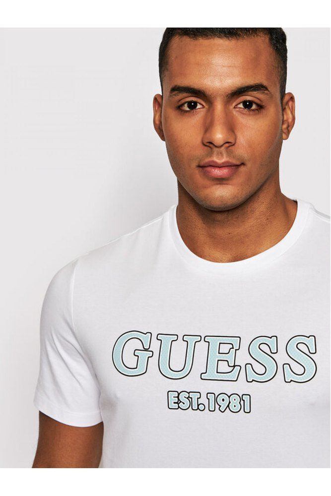 GUESS POINT CREW NECK SHORT SLEEVE TEE | WHITE