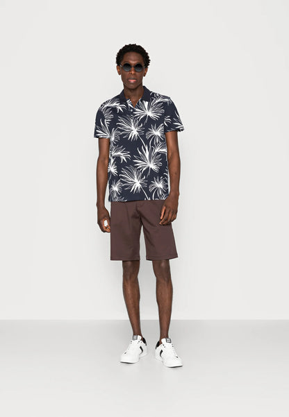 JACK & JONES FLORAL SHORT SLEEVE POLO SHIRT | NAVY BLUE