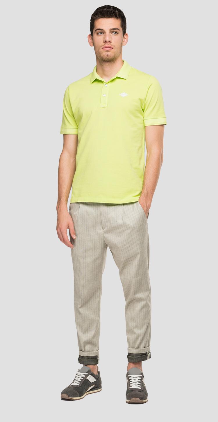 REPLAY.- DYED C0TT0N PIQUET SHORT SLEEVE POLO | LIGHT GREEN