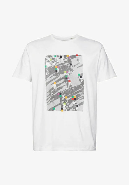 ESPRIT MEN JERSEY T-SHIRT WITH FRONT PRINT | WHITE