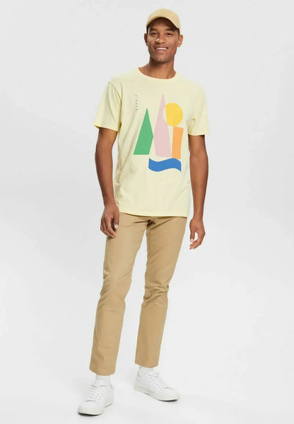 ESPRIT MEN T-SHIRT MIT PRINT | PASTEL YELLOW