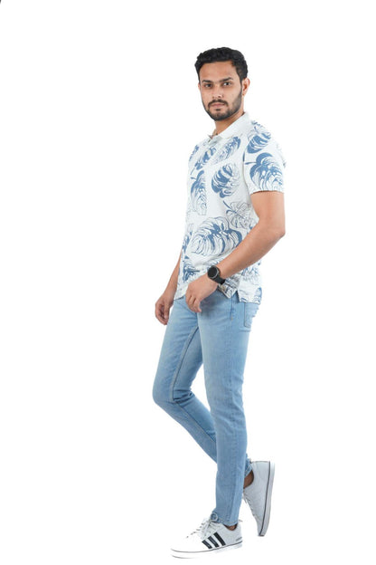 JACK & JONES FLORAL SHORT SLEEVE POLO | WHITE