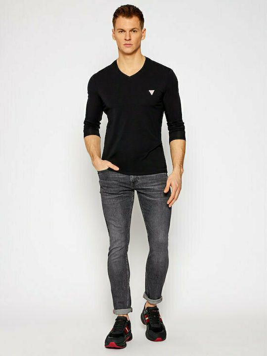 GUESS CLASSIC LOGO SLIM FIT V-NECK T-SHIRT | BLACK