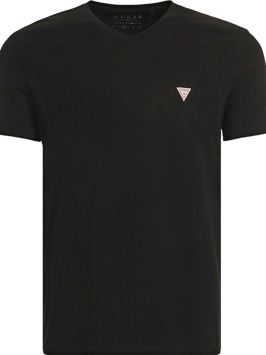 GUESS - SUPER SLIM FIT-V NECK-LOGO | BLACK