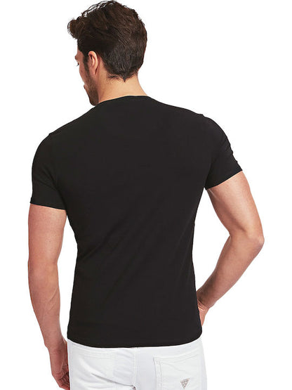 GUESS - SUPER SLIM FIT-V NECK-LOGO | BLACK