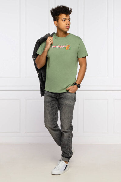 GUESS-REGULAR FIT-ROUND NECK-LOGO | GREEN