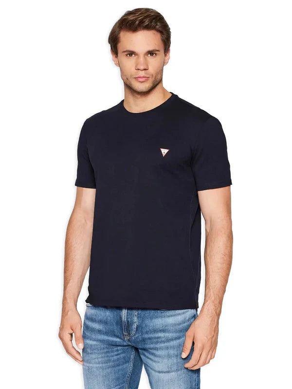 GUESS TEE SHIRT-SLIM FIT WITH TRIANGLE LOGO | NAVY BLUE