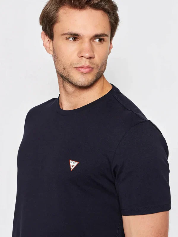 GUESS TEE SHIRT-SLIM FIT WITH TRIANGLE LOGO | NAVY BLUE