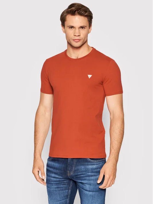 GUESS MEN'S ROT SUPER SLIM FIT T-SHIRT | CORAL ORANGE