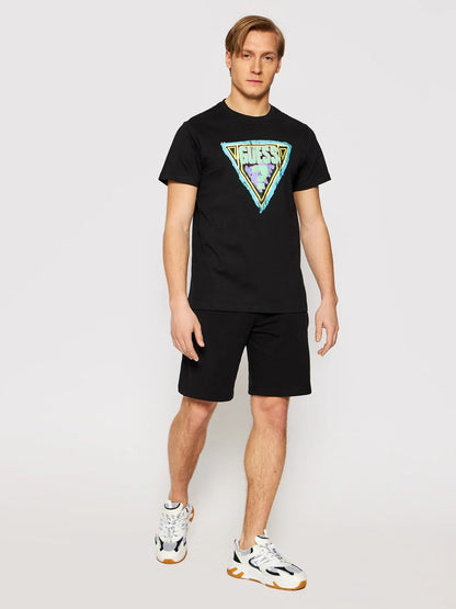 GUESS-REGULAR FIT-ROUND NECK-LOGO | BLACK