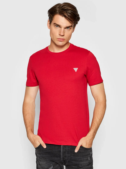 GUESS-SLIM FIT-ROUND NECK-LOGO | RED