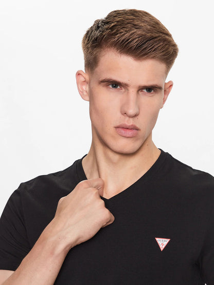 GUESS CLASSIC LOGO SLIM FIT V-NECK T-SHIRT | BLACK