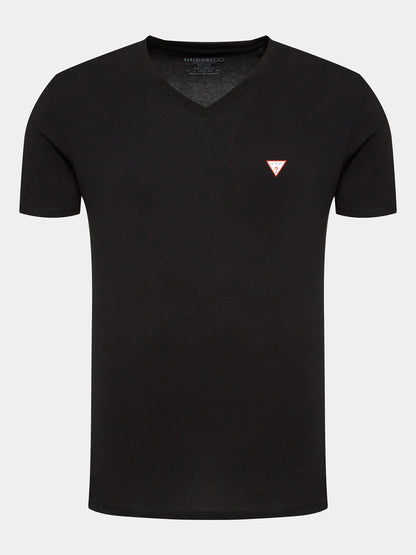 GUESS CLASSIC LOGO SLIM FIT V-NECK T-SHIRT | BLACK