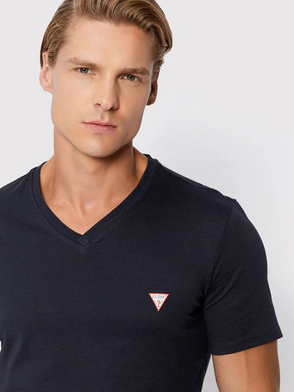 GUESS ECO CLASSIC LOGO SLIM FIT V-NECK T-SHIRT | NAVY BLUE