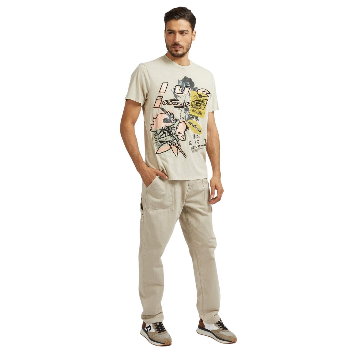 GUESS BSC LUCID DREAMS SLIM FIT T-SHIRT | SAND