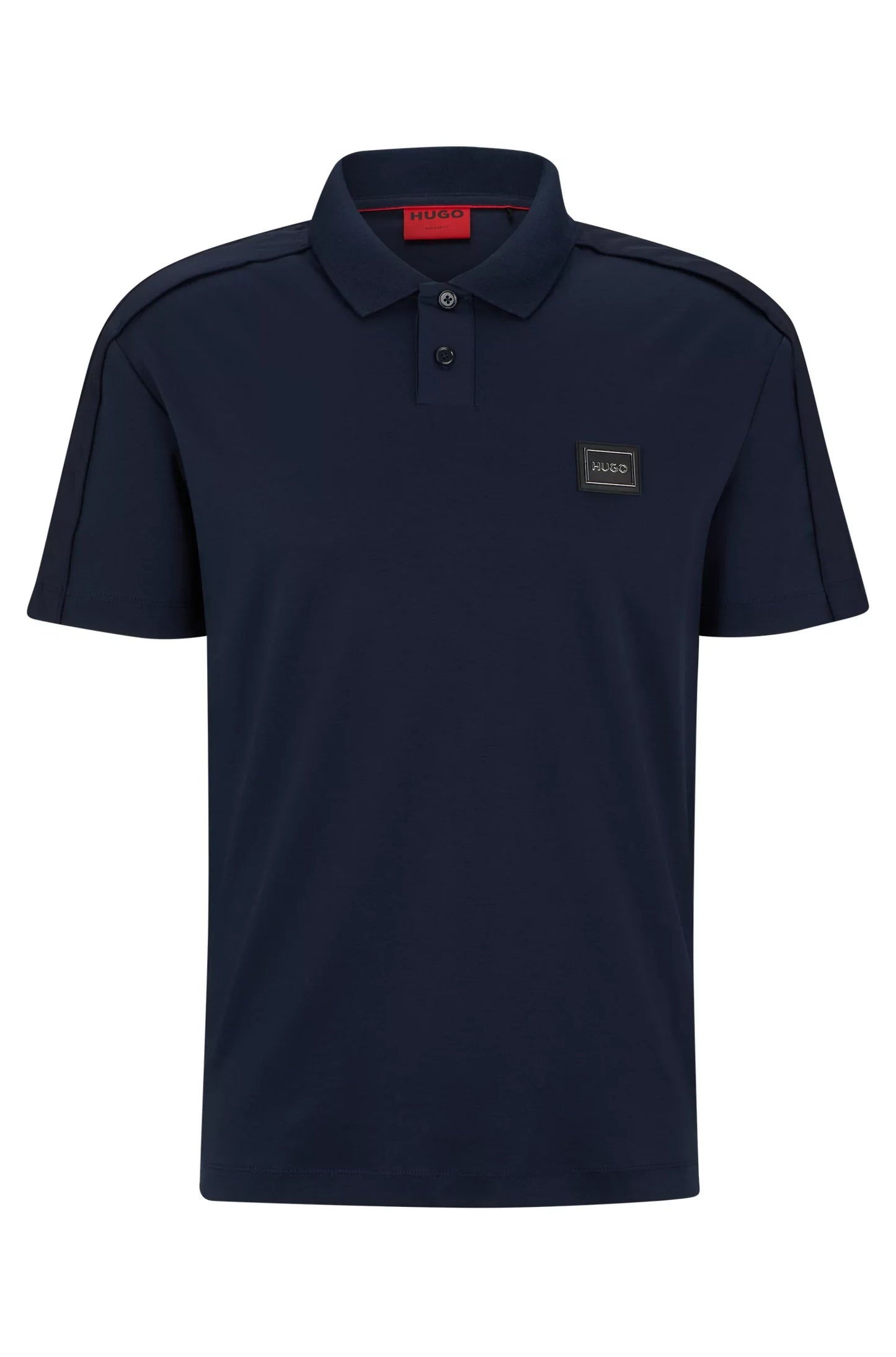 HUGO BOSS INTERLOCK-COTTON POLO SHIRT WITH FRAMED LOGO | NAVY