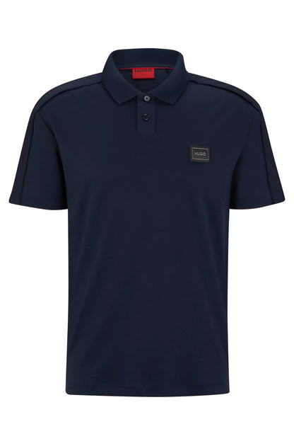 HUGO BOSS INTERLOCK-COTTON POLO SHIRT WITH FRAMED LOGO | NAVY