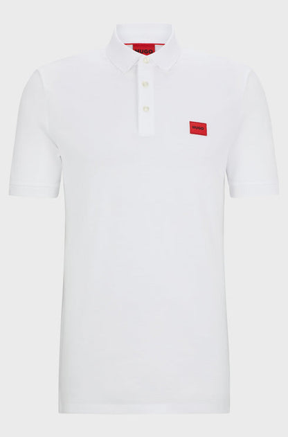 HUGO BOSS DERESO COTTON PIQUE SLIM FIT POLO | WHITE