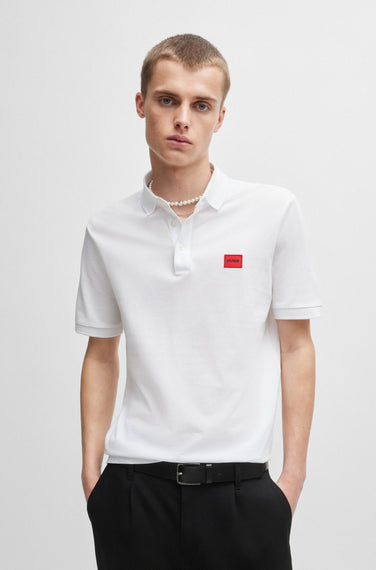 HUGO BOSS DERESO COTTON PIQUE SLIM FIT POLO | WHITE