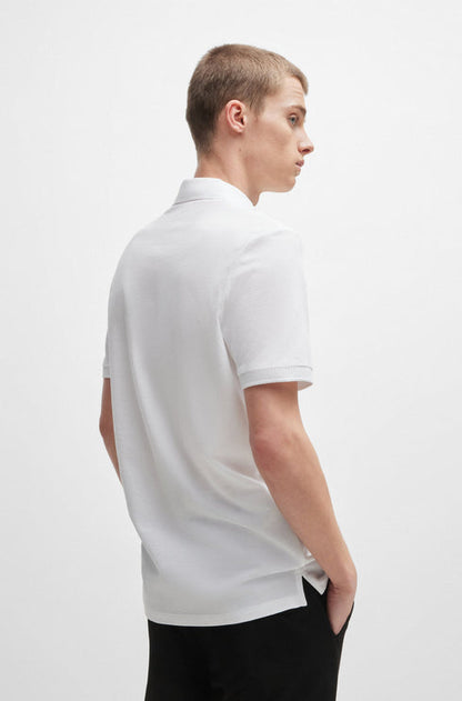 HUGO BOSS DERESO COTTON PIQUE SLIM FIT POLO | WHITE