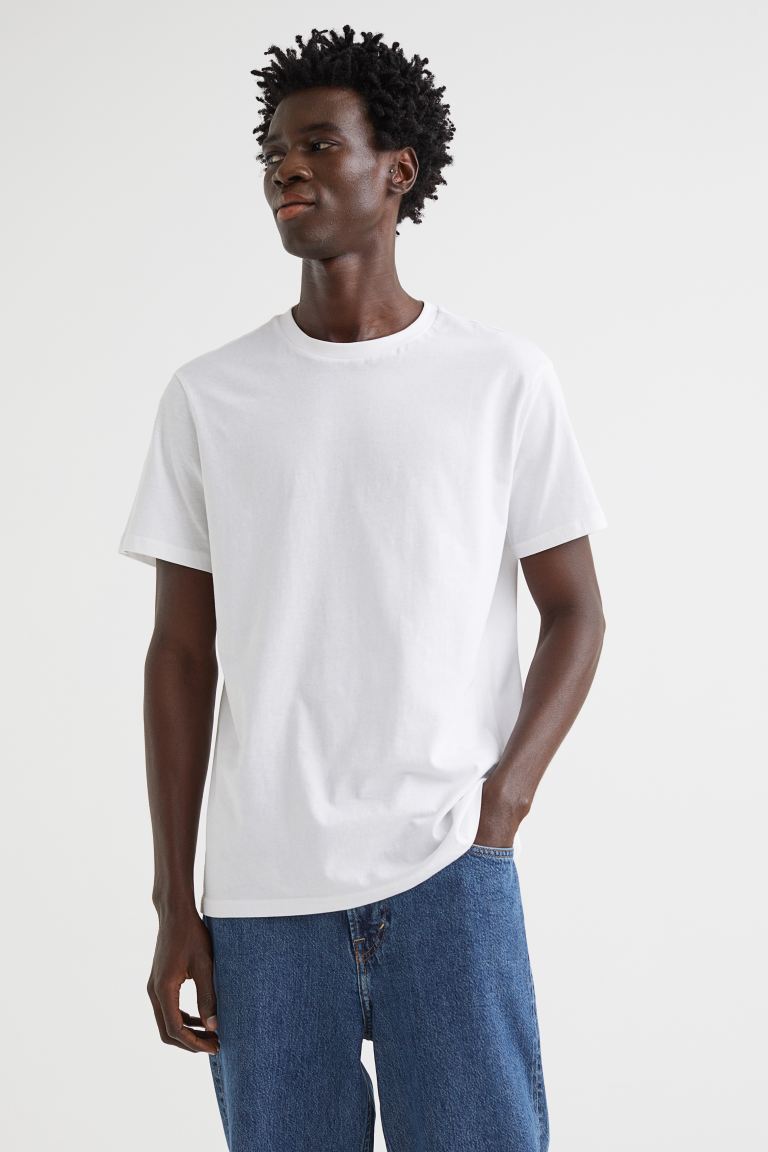 H&M. - BASIC-REGULAR FIT-ROUND-NECK T-SHIRTS | WHITE