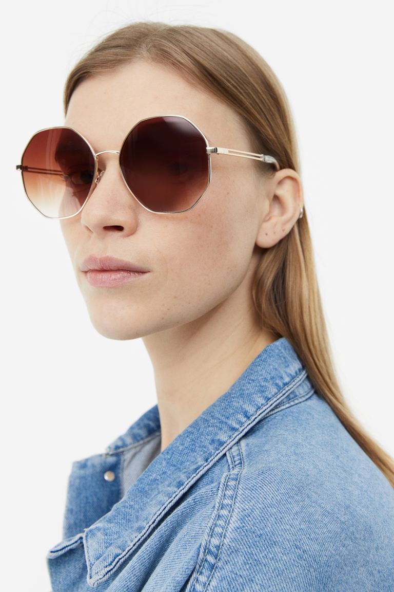 H&M SLIM-FRAME SUNGLASSES BROWN / GOLD