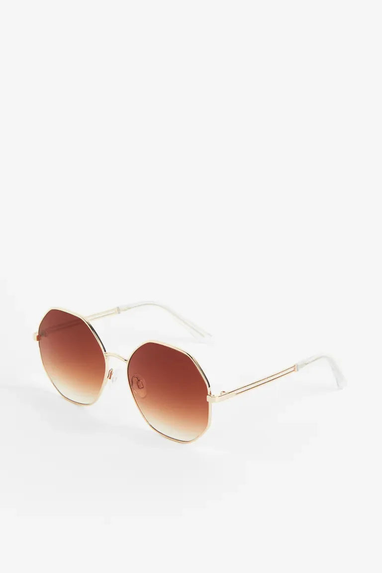 H&M SLIM-FRAME SUNGLASSES BROWN / GOLD