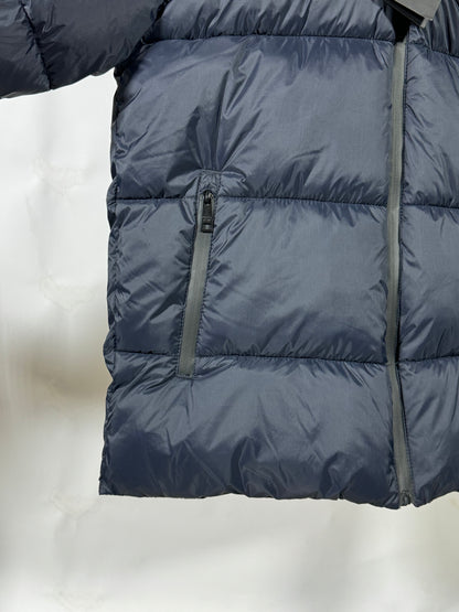 PRADA Men’s Premium Navy Puffer Jacket with Leather Patches and Detachable Hood