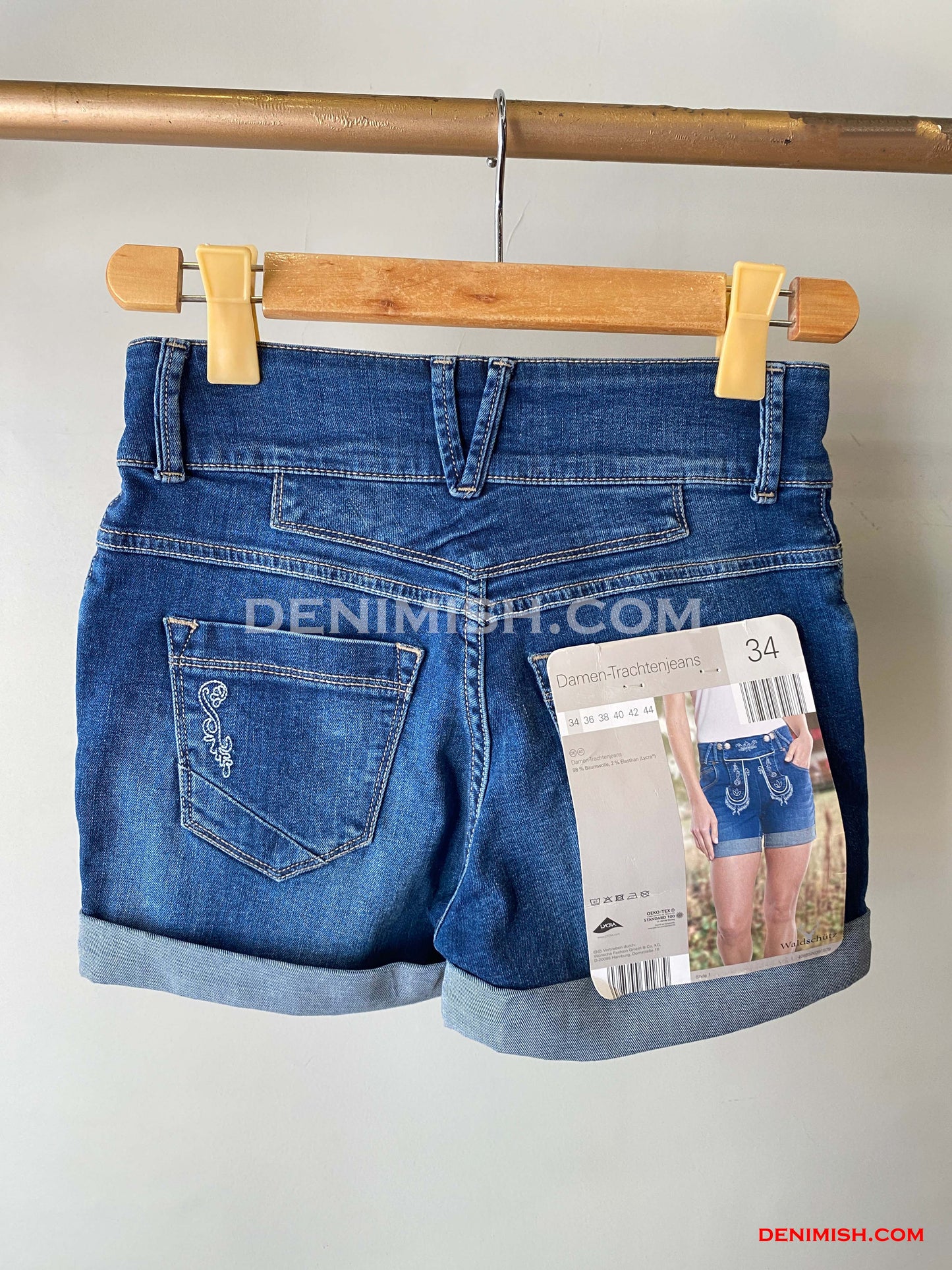 Women's Embroidered Denim Short,Dark Blue