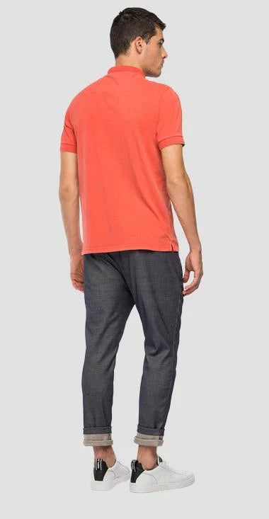 REPLAY.- DYED C0TT0N PIQUET SHORT SLEEVE POLO | CORAL ORANGE