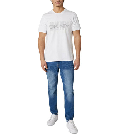 DONNA KARAN NEW YORK MEN'S DKNY MERCER STRETCH LOGO TEE | WHITE