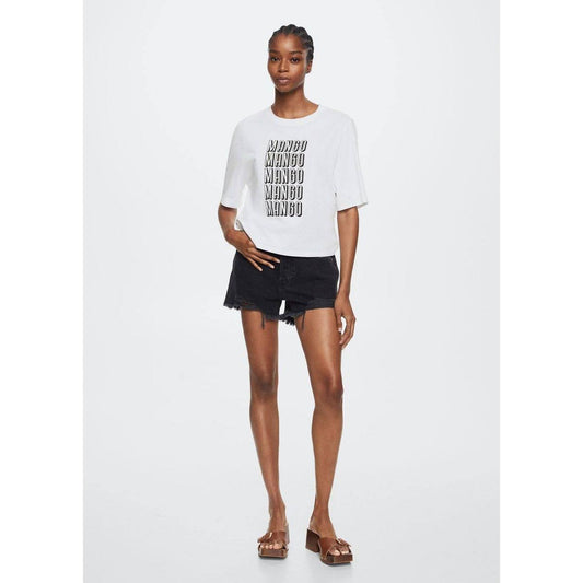 MANGO WOMEN PRINTED COTTON - BLEND T - SHIRT | WHITE