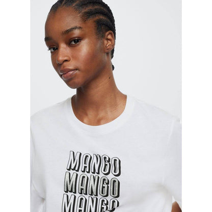 MANGO WOMEN PRINTED COTTON - BLEND T - SHIRT | WHITE