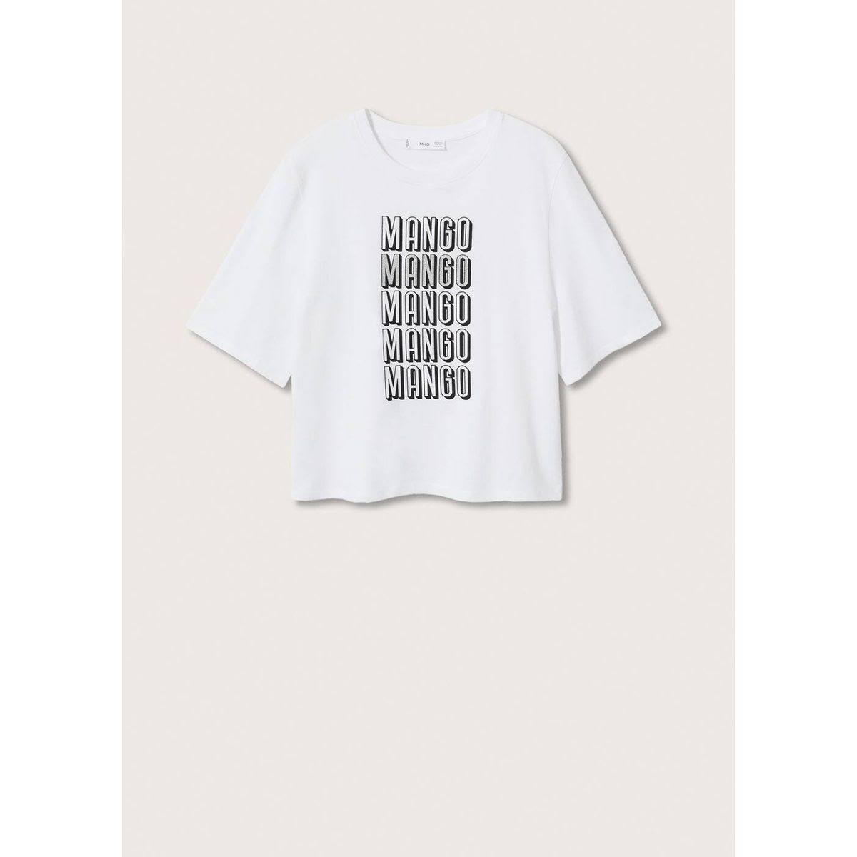 MANGO WOMEN PRINTED COTTON - BLEND T - SHIRT | WHITE