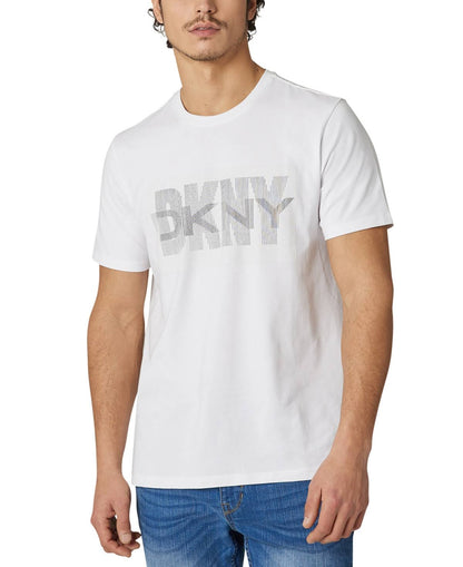 DONNA KARAN NEW YORK MEN'S DKNY MERCER STRETCH LOGO TEE | WHITE