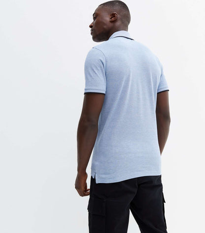 JACK & JONES PALE BLUE CONTRAST TRIM POLO SHIRT