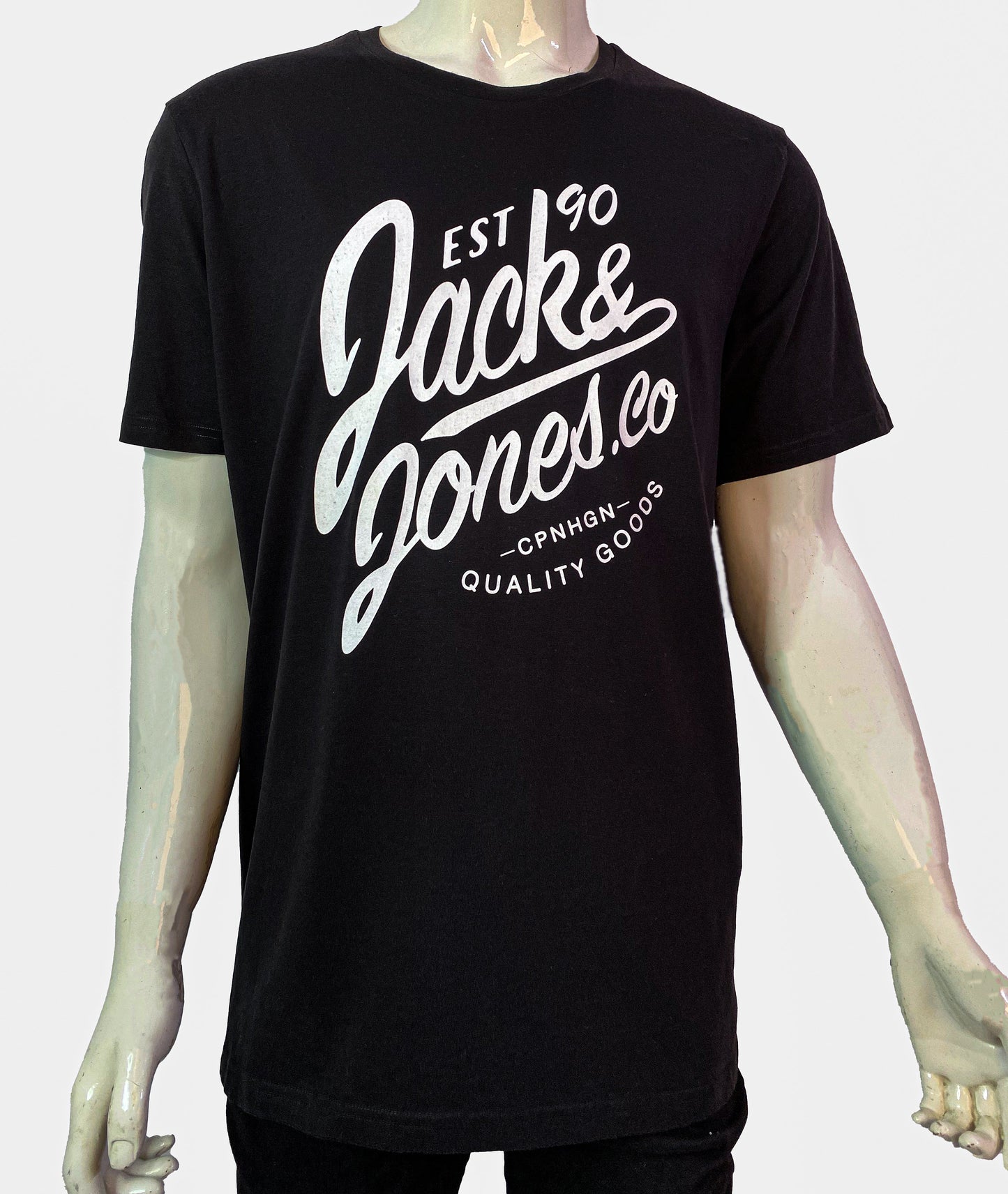 JACK & JONES MEN PRINTED ROUND NECK T-SHIRT | BLACK