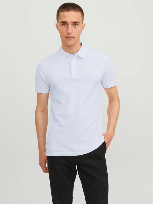 JACK & JONES MEN'S JJEBASIC POLO SS NOOS SHIRT | WHITE