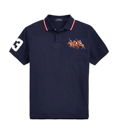 RALPH LAUREN CUSTOM FIT TRIPLE PONY POLO | NAVY