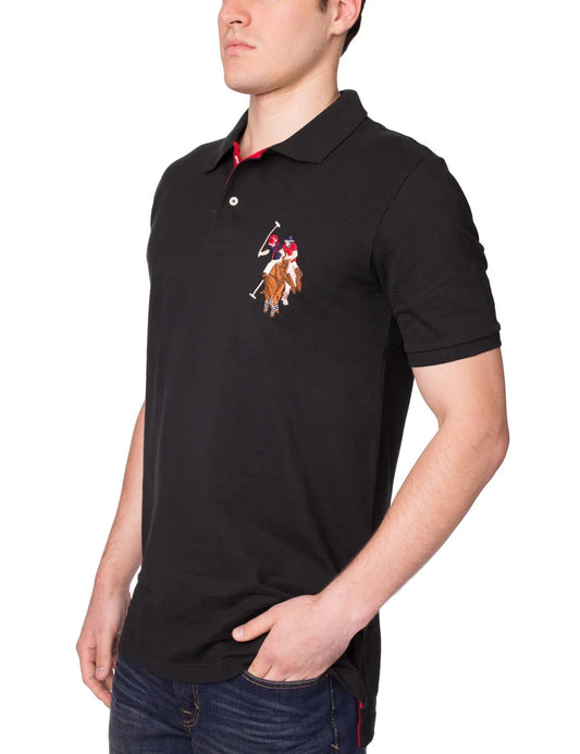 U.S POLO ASSN. PIQUE PRINTED GRAPHIC POLO-MENS | BLACK