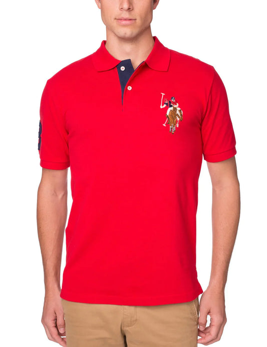 U.S POLO ASSN. PIQUE PRINTED GRAPHIC POLO-MENS | RED