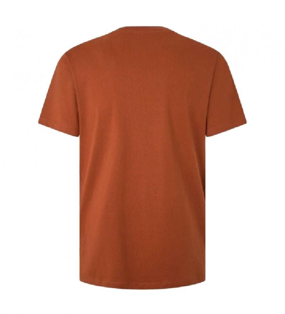 PEPE JEANS-COTTON T-SHIRT WITH PRINTED LOGO | D BROWN