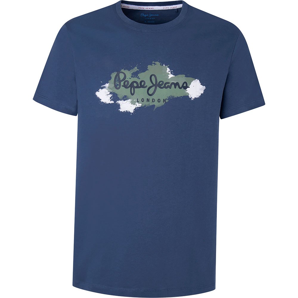 PEPE JEANS-COTTON SLI M FIT -T-SHIRT WITH PRINTED LOGO | NAVY BLUE